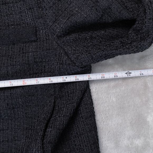 H&M Black Textured Weave Wool Blend Tweed Lined Collarless Jacket Womens Size L - Picture 5 of 16